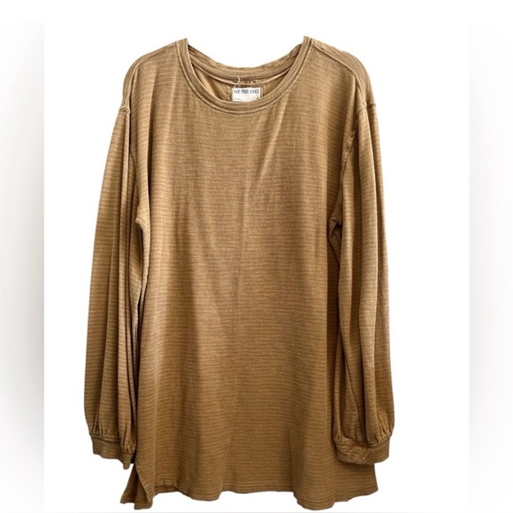 We The Free/Free People Soul Song Camel Oversized Long Sleeve Medium Top - Picture 4 of 11
